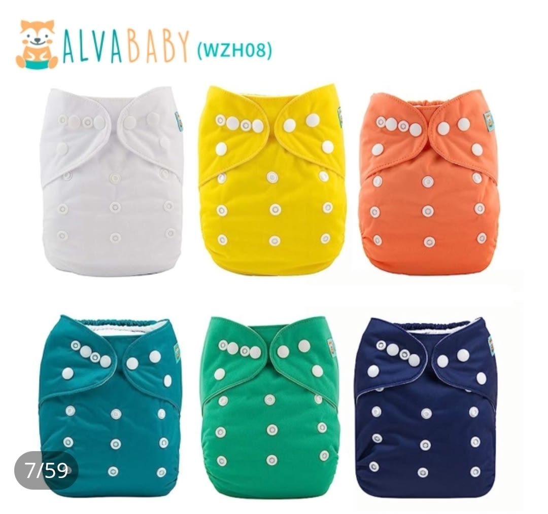 6-Pack Baby Cloth Diapers with 6 Microfiber Inserts - One Size Adjustable & Reusable Pocket Diapers for Infants & Toddlers