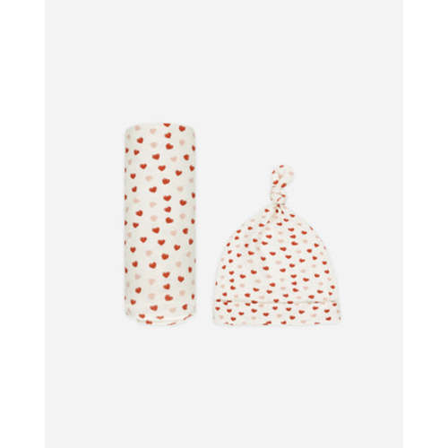 Bamboo Swaddle & Knotted Hat || Valentines