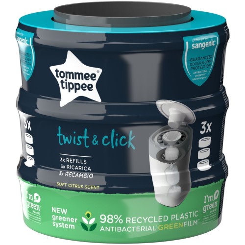 Tommee Tippee Twist n Click Nappy Bin Refill Cassettes 3 Pack