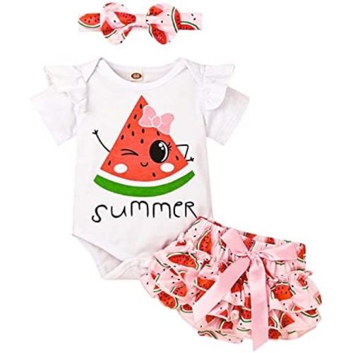 Newborn Baby Girl Clothes Infant Summer Shorts Set Ruffle Romper Cute Baby Clothes Summer Outfits Set 0-18 Months