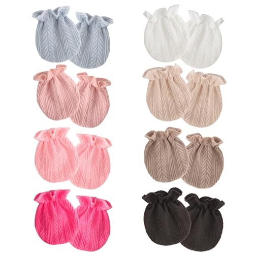 8 Pairs Newborn Baby Mittens No Scratch Wrist Gloves Infant Baby Mittens for Newborn Baby Boy Girl Toddler 0-6 Months
