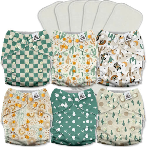 POCKET DIAPER 3.0 WITH INSERTS - 6 PACK(A-Desert Oasis)