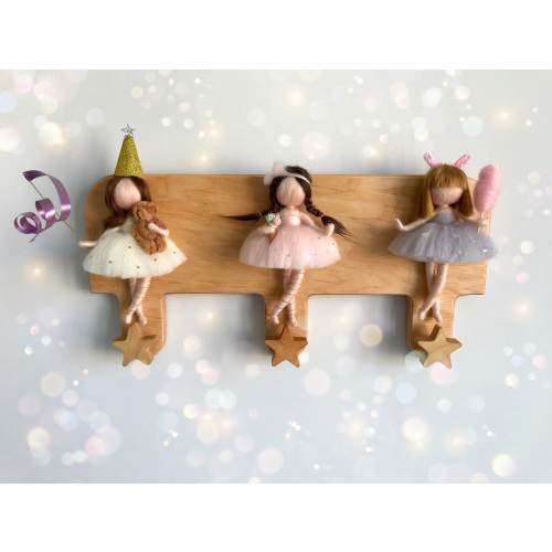 Hooks For Nursery Room Decor, Baby Shower Gift, Kids Wall Hook, 3 Fairy Wall Hook, Girls Nursery Wall Decor, Modern Wall Hook