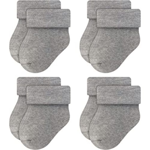 RATIVE Newborn Baby Socks 0-6,6-12 Months Thick Terry Turn Cuff Socks for Unisex Boys Girls
