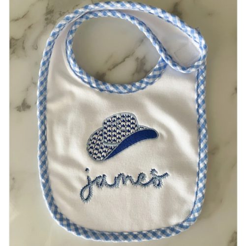 Blue Cowboy Hat Bib and Burp Cloth Set