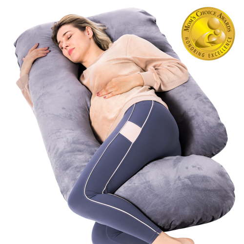 Momcozy Belly Contour Pregnancy Pillow, U-Shaped Full Body Maternity Pillow for Pregnant Women, 57 Inch, Grey
