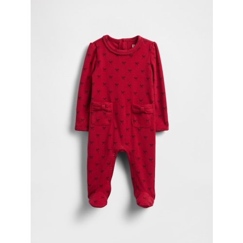 Baby Softspun Bow Pocket Footed One-Piece