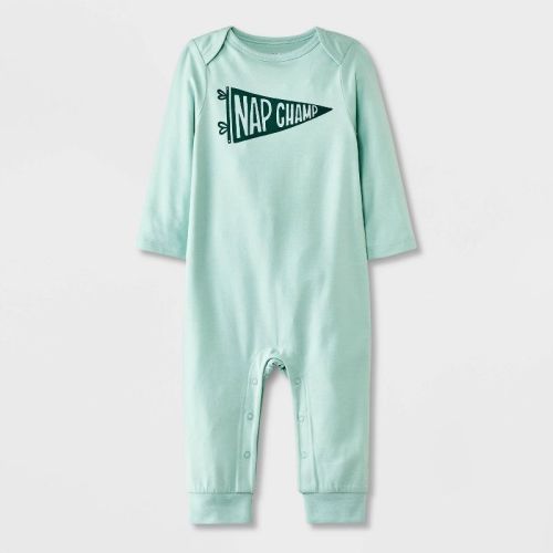 Baby Graphic Solid Romper - Cat & Jack™ Green 0-3m
