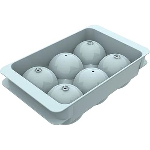 WIBIMEN Large Ice Cube Molds, Big Round Whiskey Ice Cube Trays for Freezer, Easy to Fill & Release, Whiskey Bourbon Cocktail(1.9In*6 Balls- Blue/1 Pack)