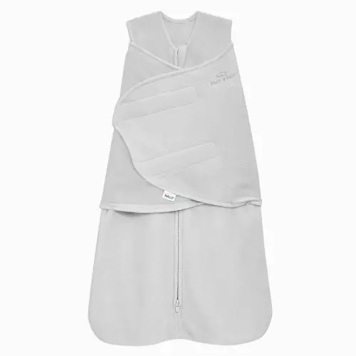 HALO Micro Fleece Sleepsack Swaddle, 3-Way Adjustable Wearable Blanket, TOG 3.0, Grey, Newborn, 0-3 Months