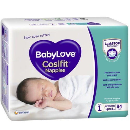 Buy BabyLove Cosifit Newborn Nappies Size 1 (Up To 5kg) 84 Pack Online at Chemist Warehouse®