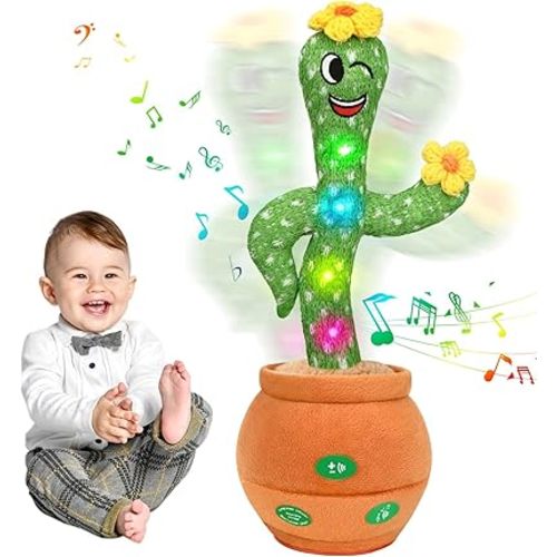 Cactus Baby Toys Boy Girl Gifts, Talking Singing Mimicking Recording Light Up, Infant Babies Toddler Kids Interactive Musical Toy, Sing English Songs and Repeat What You Say