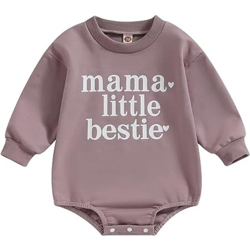 Molgkyo Newborn Baby Girl Clothes Long Sleeve Letter Print Sweatshirt Romper Oversized Bubble Bodysuit Fall Winter Clothes