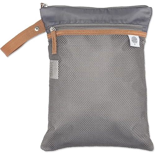Parker Baby Cloth Diaper Wet Dry Bag - Waterproof Reusable Bag with Mesh Organizer and Zippered Pocket | Stylish, Machine-Washable, Convenient Handle for Diapers, Wet Clothes, Swimsuits - Gray