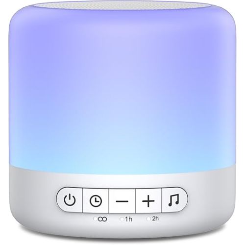 Easysleep White Noise Sound Machine with 30 Soothing Sounds 12 Night Light 32 Volume 3 Timers Portable Sleep Sound Machine for Office Travel Noise Canceling Lullaby & Rain Sound for Baby, Adults