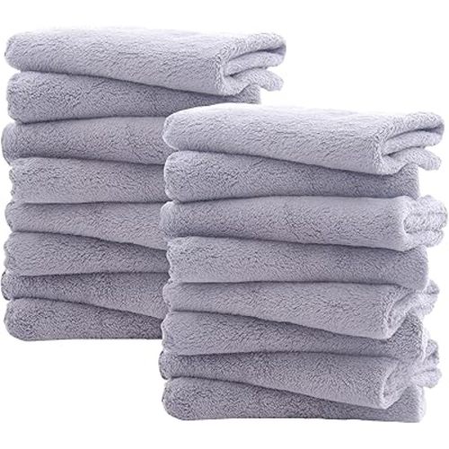 16 Pack Burp Cloths for Baby - 20" by 10" Ultra Absorbent Burping Cloth, Newborn Towel - Milk Spit Up Rags - Burpy Cloths for Unisex, Boy, Girl - Burp Cloths Set (Grey)