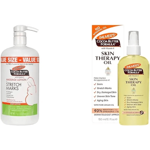 Palmer's Cocoa Butter Formula Massage Lotion For Stretch Marks, Pregnancy Skin Care & Cocoa Butter Formula Skin Therapy Moisturizing Body Oil with Vitamin E, 5.1 Ounces