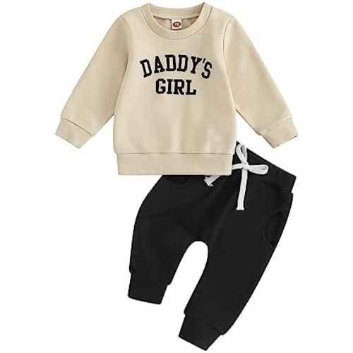 Toddler Baby Girl Clothes Daddys Girl Long Sleeve Pullover Sweatshirt Stretch Jogger Pants Infant Fall Winter Outfit