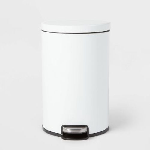 12l Round Step Trash Can White - Brightroom™: Stainless Steel, Indoor Bin With Lid, Smooth Finish, 3.1 Gallon Capacity