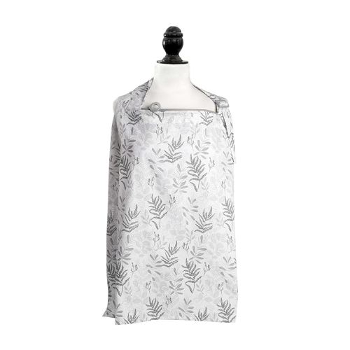 Boppy Nursing Cover for Breastfeeding, Gray Ferns, Apron Style with Storage Pocket, Rigid Neckline to See Baby While Feeding, and Breastfeeding or Pumping