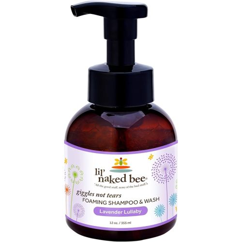 Lil Naked Bee Lavender Lullaby Giggles Not Tears Foaming Shampoo & Wash (12 oz) Baby Shampoo & Baby Wash for Kids - Wash and Shampoo Pump Bottle - Kids Shampoo and Body Wash - Great for Babies and Kid
