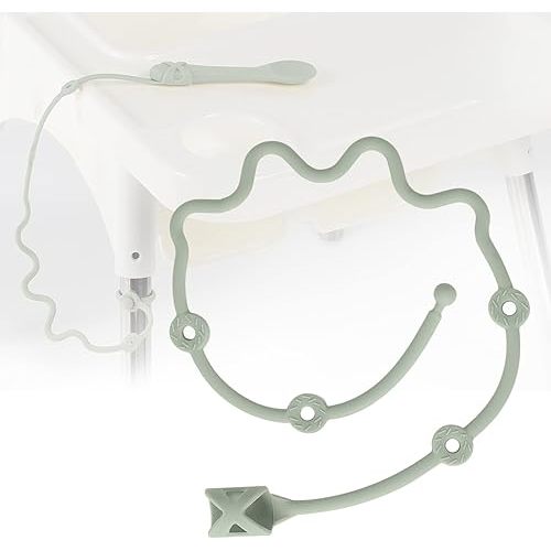 Baby Spoons Self Feeding 6 Month,Toddler Utensils Holder Strap Food Grade Silicone Keep Fork and Spoon Off The Floor Great for Kids,Hook On High Chair（Green）