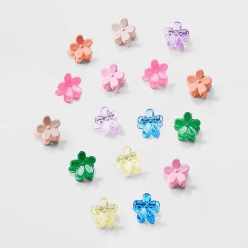 Girls' 16pk Flower Micro Mini Claw Clips - Art Class™: Fashion Hair Accessories, Acrylic Material, Ages 10-12