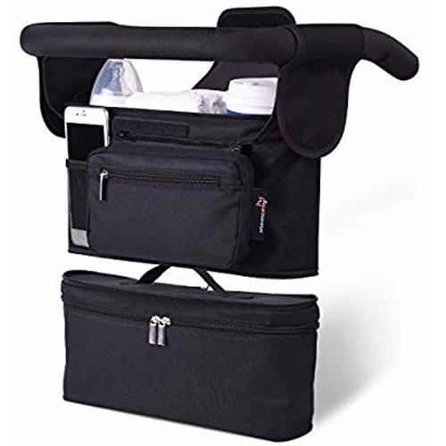 Momcozy 2-IN-1 Stroller Organizer With Insulated Cup Holders & Insulated Baby Bottle Bag/Breastmilk Cooler Bag, Fits for Stroller Like Uppababy, Baby Jogger, Britax, Bugaboo, BOB, Umbrella