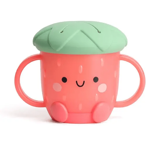 Itzy Ritzy Toddler Snack Cup with Soft Silicone Lid Kids Snack Container Strawberry