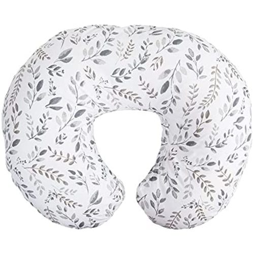 Boppy-Nursing-Pillow-and-Positioner -Original-|-Gray-Taupe-Watercolor-Leaves-|-Breastfeeding,-Bottle-Feeding,-Baby-Support-|-with-Removable-Cotton-Blend-Cover-|-Awake-Time-Support