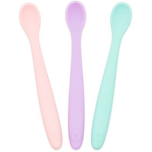 WeeSprout Silicone Baby Spoons, First Stage Infant Feeding Utensils With Soft-Tip, Set of 3