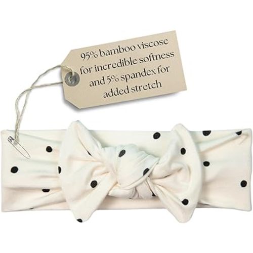 Baby Girl Bows: Premium Quality & Stylish Design Baby Headbands, Soft & Stretchy Bamboo to Fit Infants & Toddlers (Polka Dot, 6-24 Months)