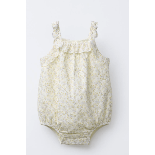TEXTURED FLORAL ROMPER - Ecru | ZARA United States | 0-3 months