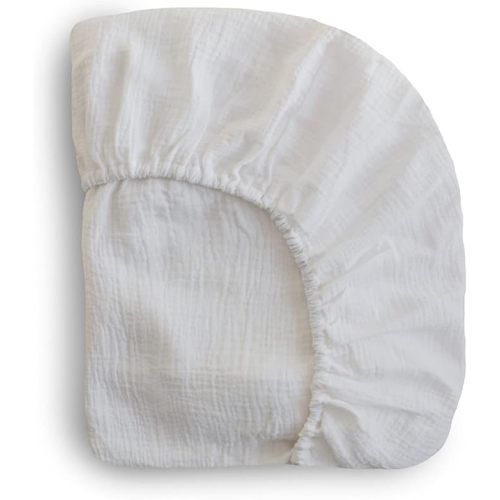 mushie Mini Extra Soft Muslin Fitted Crib Sheet | 24"x 38" (White)