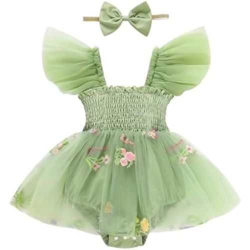 Baby Girl Clothes Infant Tulle Romper Ruffe Sleeveless Bodysuit Baby Girl Outfits Infant Girl Dress 0-18M