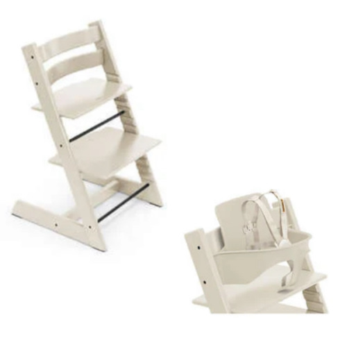 Stokke Tripp Trapp Toddler High Chair, Color: Vanilla White, with Beige Harness