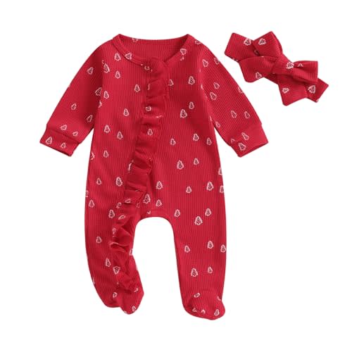 YINGISFITM Baby 3 6 Months Girl Clothes Newborn Onesie Ruffle Long Sleeve Ribbed Romper Jumpsuit One Piece Hospital Outfit