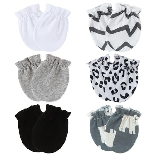 Flagsky Baby Mittens 0-6 Months No Scratch 100% Cotton Gloves for Newborn Boys Girls