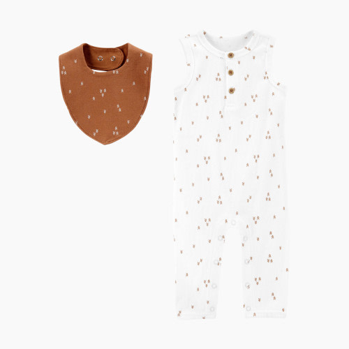 Carter's 2-Piece Jumpsuit & Bandana Bib Set - Ivory/Print, 12M