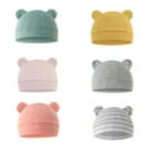 Summer Short Sleeve Baby Hats for Kids Gray 6 Pieces Newborn Hat Bear Ears Infant Caps Boy Girl Toddler 0 3 Months