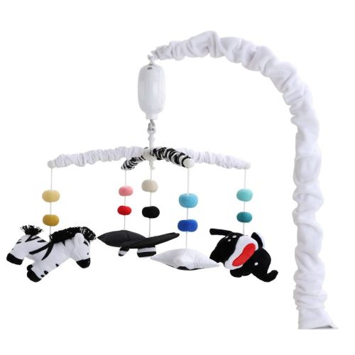 The Peanutshell Montessori Neutral Musical Crib Mobile For Baby Boys And Girls, Black And White