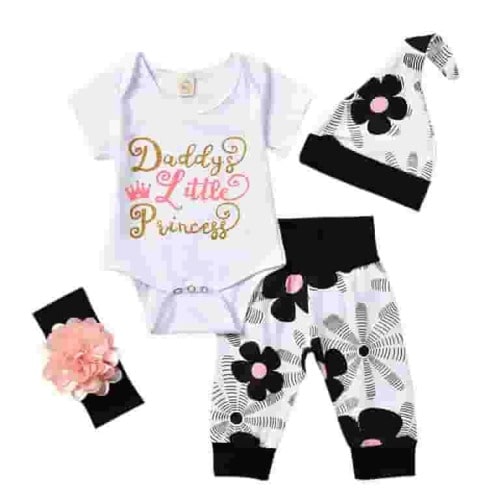 BULLPIANO Infant Baby Girl Romper Pants Headband Hat Clothes Outfit Set 12-18 Months