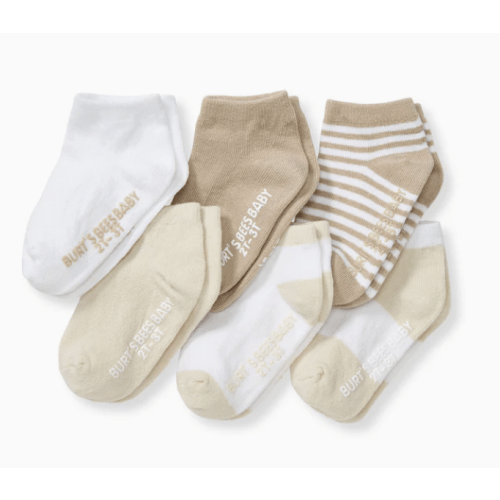 Solid & Stripes Organic Cotton Baby Ankle Socks 6 Pack - Oat – Burt's Bees Baby