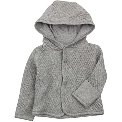 HonestBaby Matelasse Snap-Front Hoodie 100% Organic Cotton Infant Baby Boys, Girls, Gray Heather, 0-3 Months