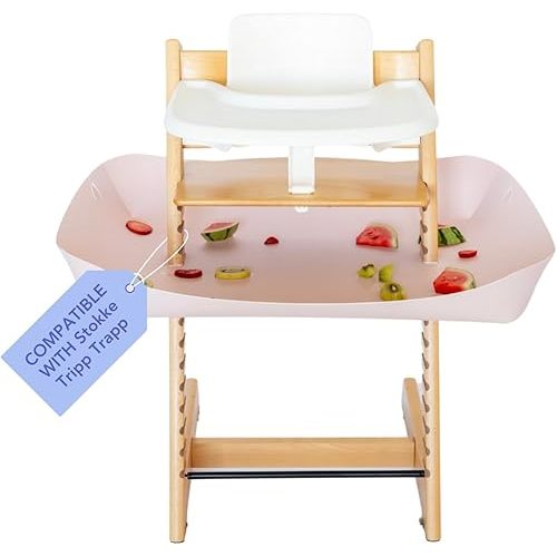 CATCHY -Food Catcher-Compatible with Stokke Tripp Trapp High Chair +11 Other High Chairs-Highchair Sold Separately-Baby & Toddler Food & Mess Catcher-Premium Linen Inspired -Under High Chair Accessory
