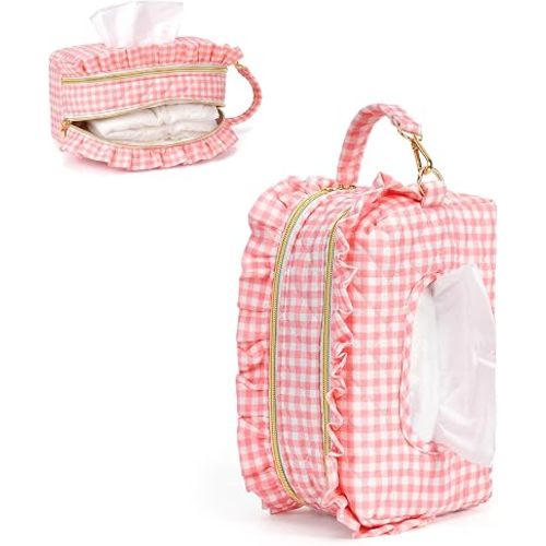 Double-layer Wipe Holder Quilted Wipes Bag Small Hanging Diaper Bag Portable Wipe Pouch for Stroller, Home, Travel