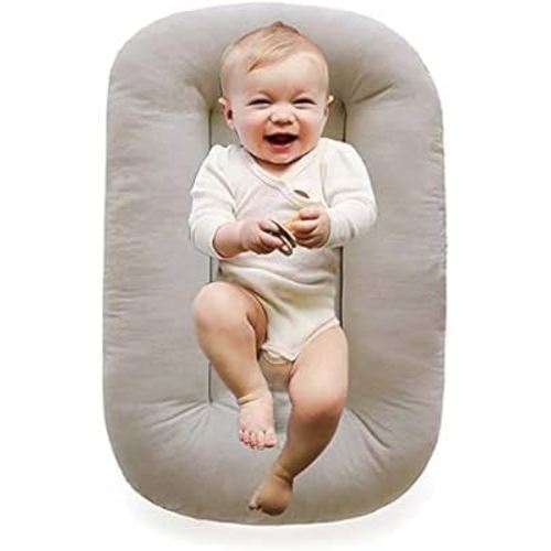 Baby Lounger Pillow for Newborn, Newborn Lounger Nest Pillow Cosleeping for Baby in Bed, Infants Lounger for Boys & Girls 0-12 Months (Beige)