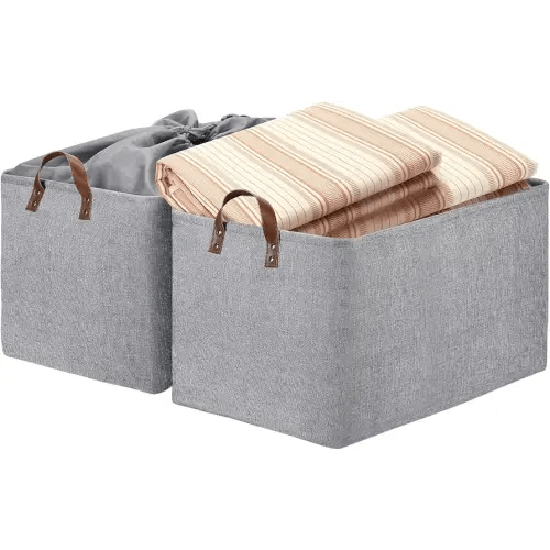 DULLEMELO Large Grey Storage Baskets 70L Oversized Dog Toy Bin Basket, Collapsible 22" X 15" X 13" Extra Large Fabric Baskets for Storage Clothes, Toys, Blankets Organizers (Grey)