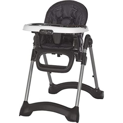 Dream On Me Solid Times High Chair for Babies and Toddlers in Black, Multiple Recline and Height Positions, Lightweight Portable Baby High Chair, 5 point Safety Harness, Easy to Clean Surface
