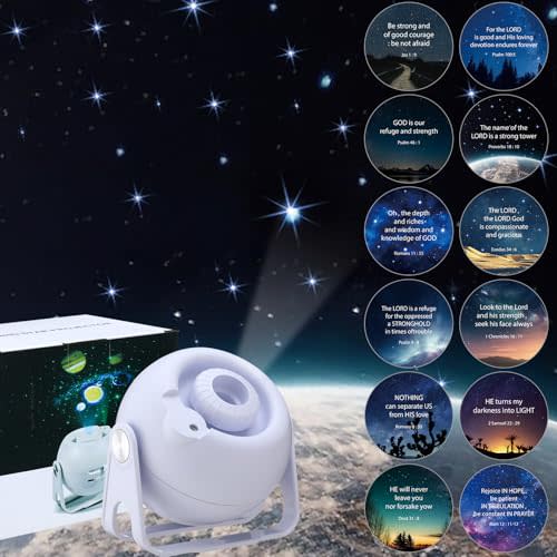 Aurelema Bible Verses Projector Galaxy Projector Includes 12 Interchangeable Christian Bible Discs Night Light Set Project Bible Verses on Walls or Ceilings for Gift(Bible)